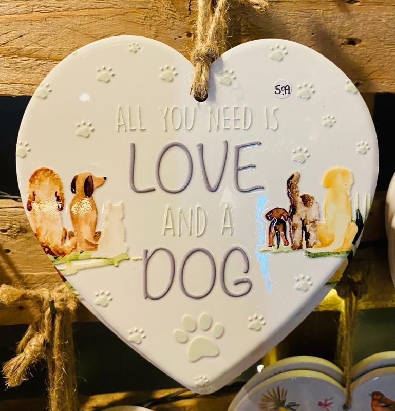 'Love/Dog' Ceramic Plaque