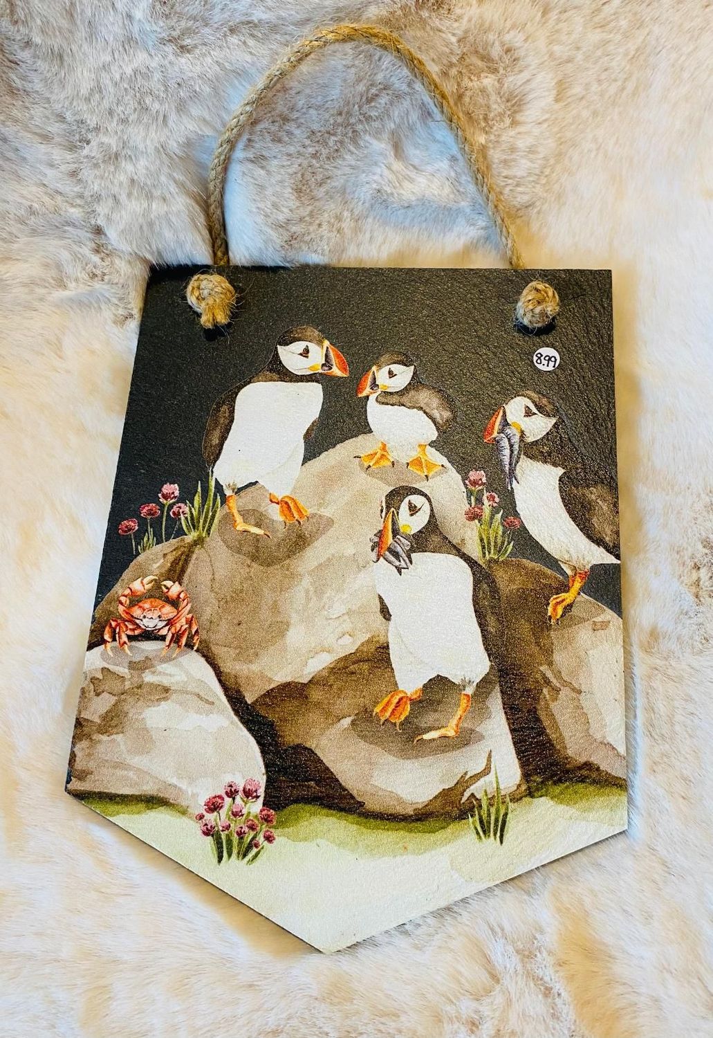 'Puffins' Slate Plaque
