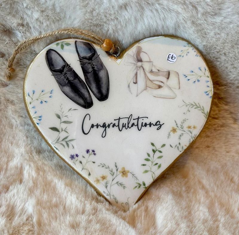 'Congratulations' Mango Wood Heart