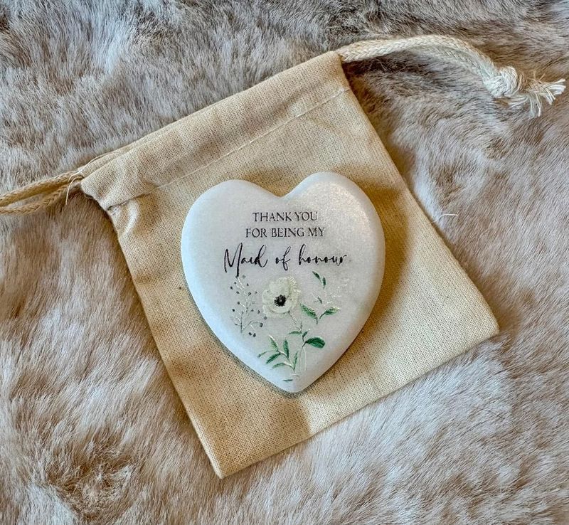 'Maid Of Honour' Marble Heart Keepsake