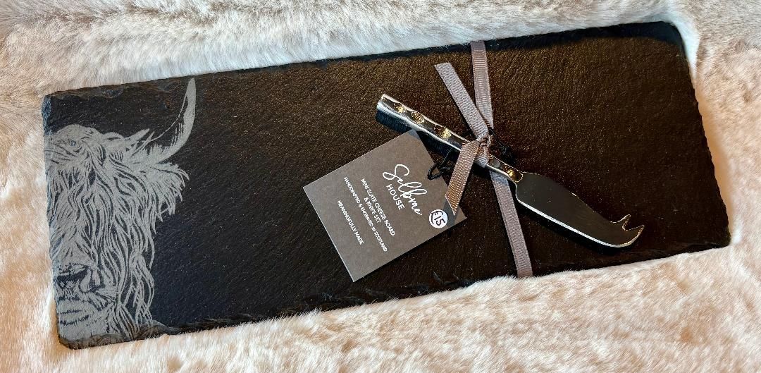 'Highland Cow' Slate Board & Knife Set
