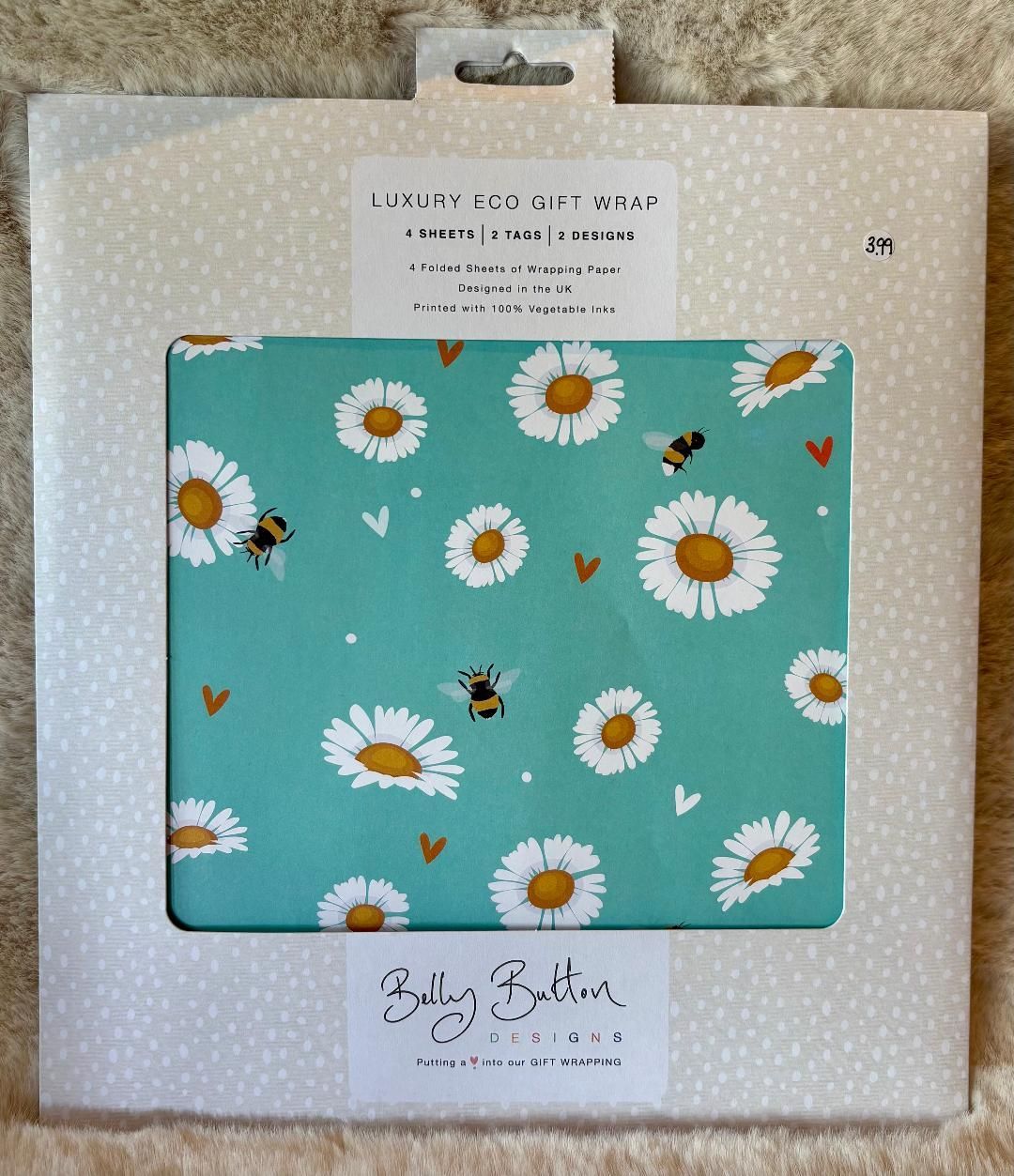 'Daisy/Bees' Luxury Eco Gift Wrap Set