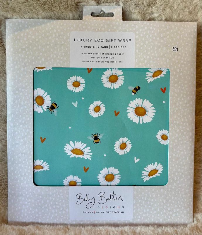 'Daisy/Bees' Luxury Eco Gift Wrap Set