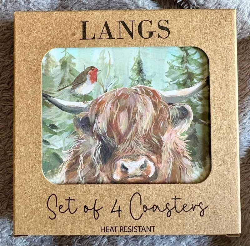 'Xmas Highland Cow' Coaster Set