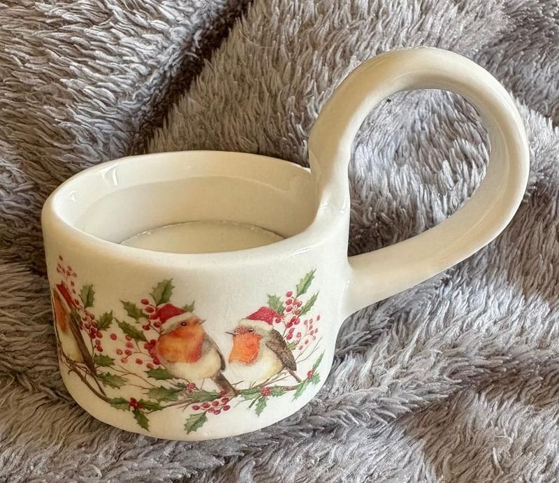 'Christmas Robins' T.Light Cup