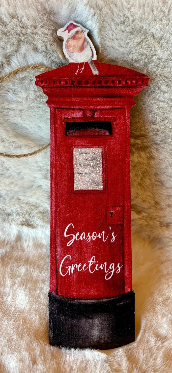 'Season's Greetings' Red Postbox Decoration