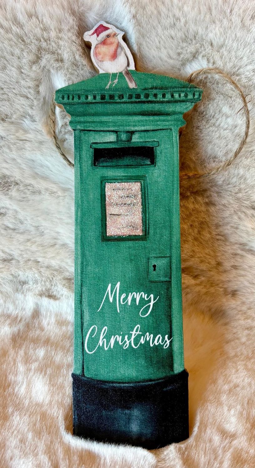 'Merry Christmas' Green Postbox Decoration