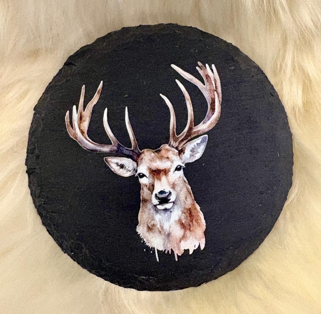 Slate 'Stag' Coaster
