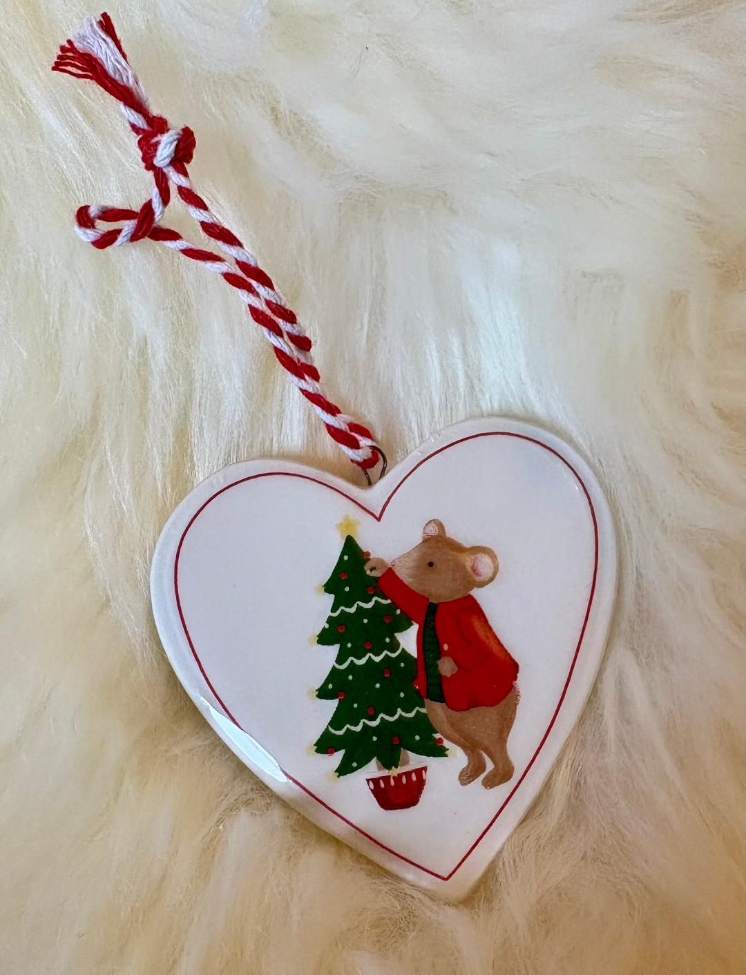 'Alfie Mouse' Ceramic Heart Decoration