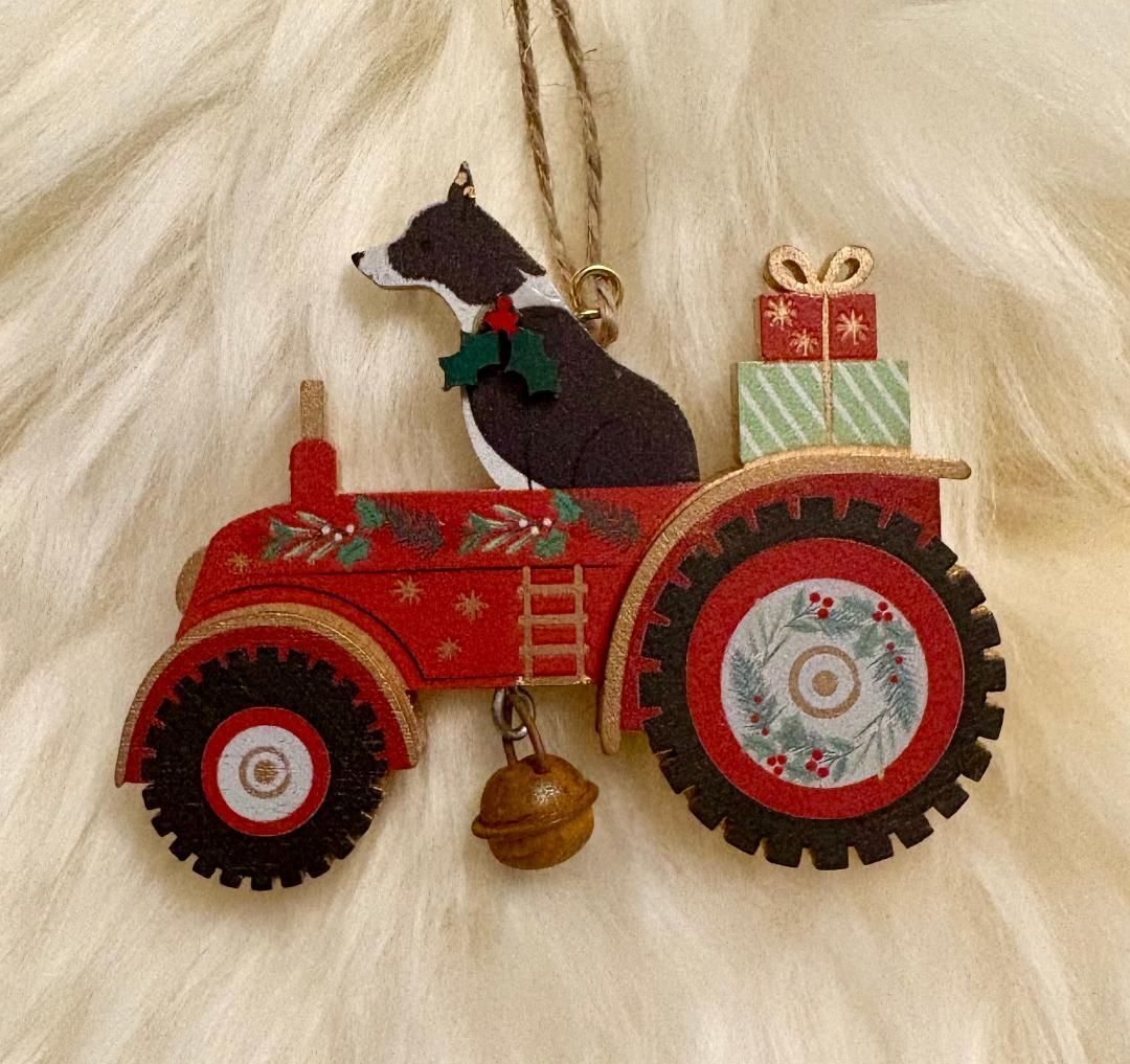 'Collie Dog/Tractor' Decoration