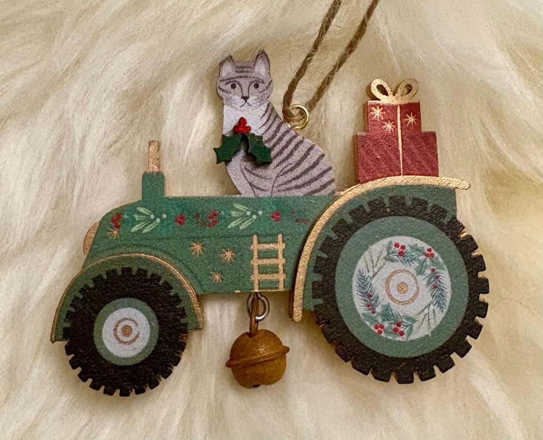 'Grey Cat/Tractor' Decoration