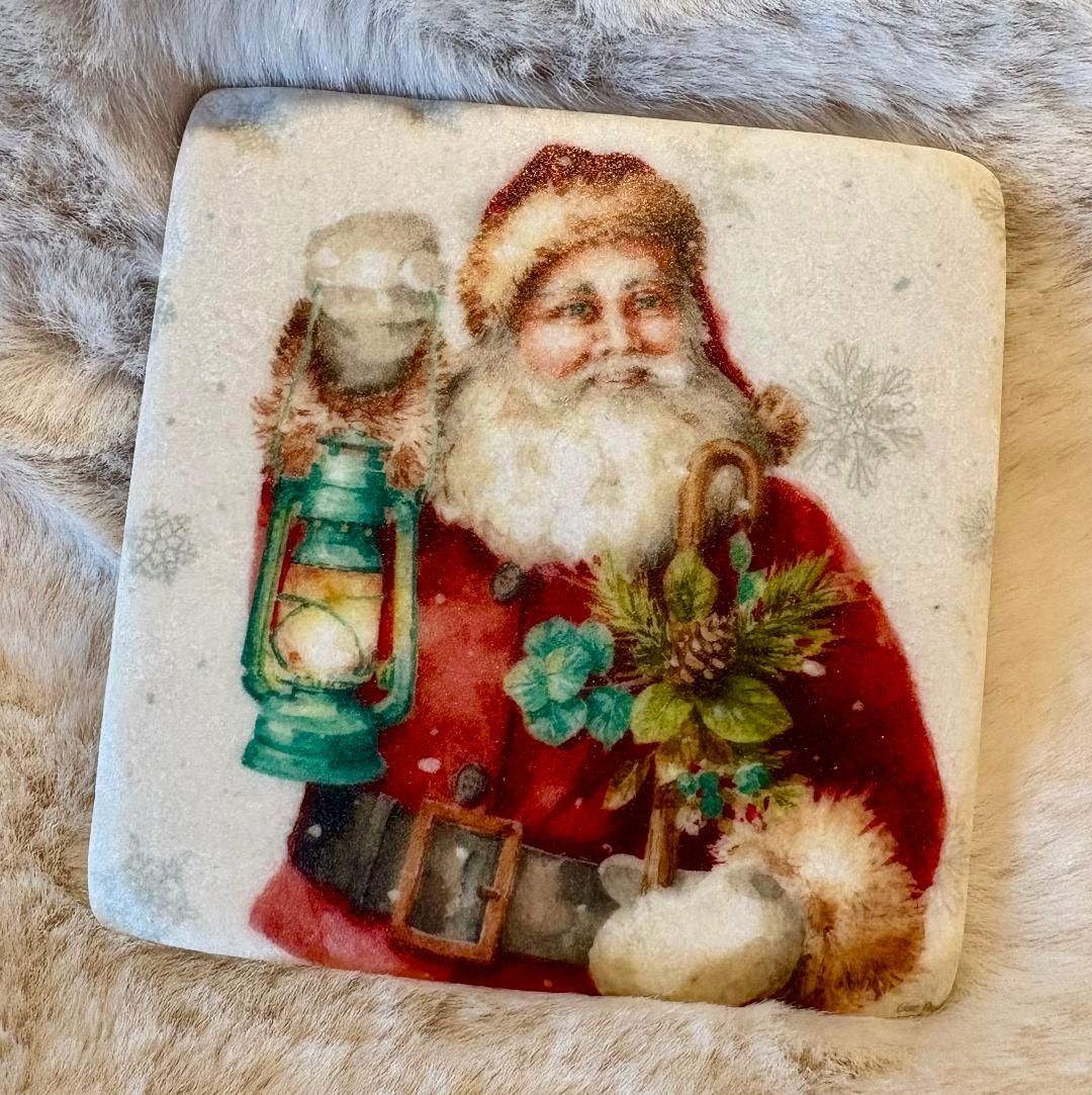 'Vintage Santa' Resin Coaster (A)