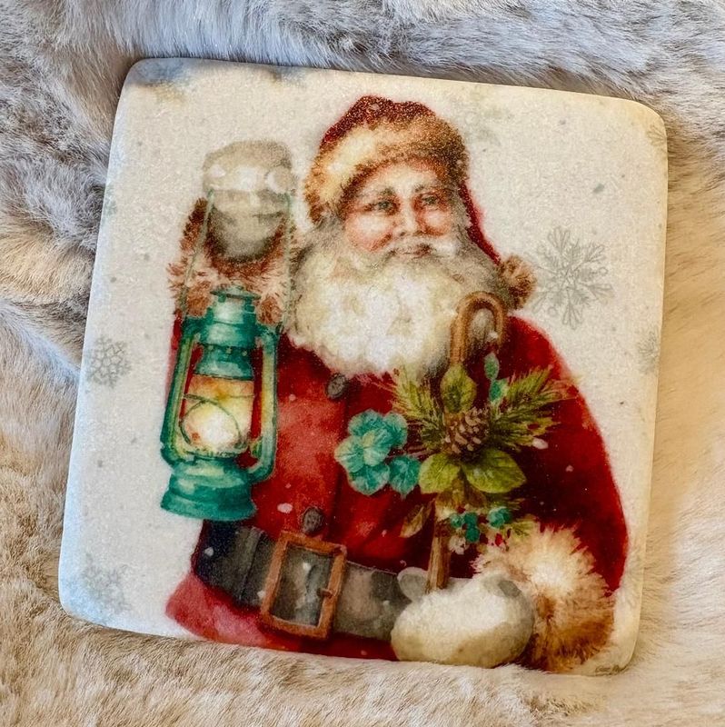 'Vintage Santa' Resin Coaster (A)