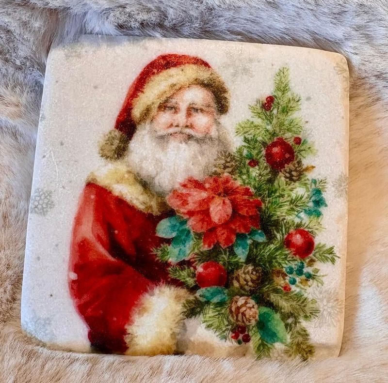 'Vintage Santa' Resin Coaster (B)