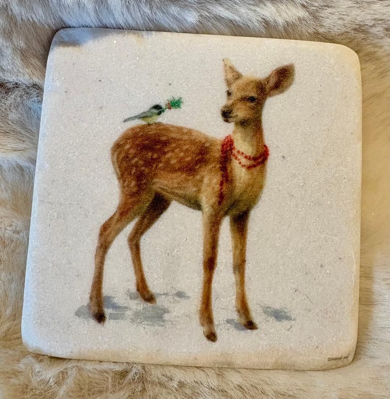'Fawn/Blue Tit' Resin Coaster