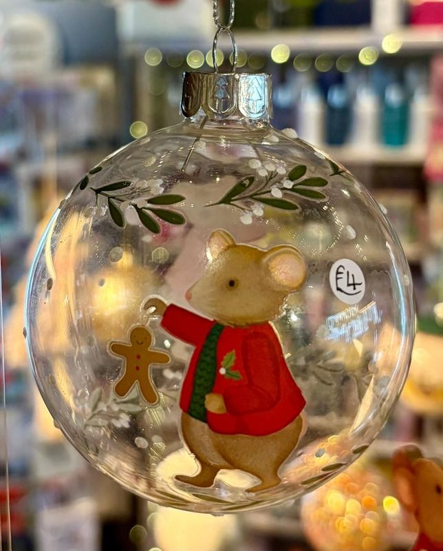 'Alfie Mouse' Clear Glass Bauble