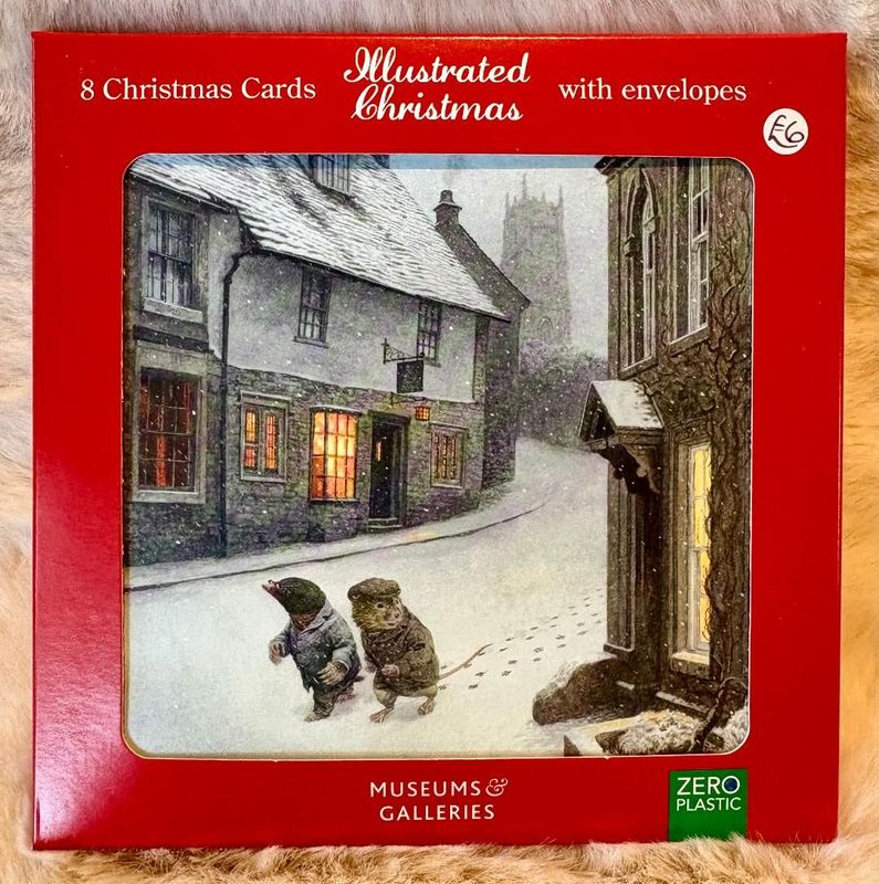 8 'Walking Through The Village' Xmas Card Pack