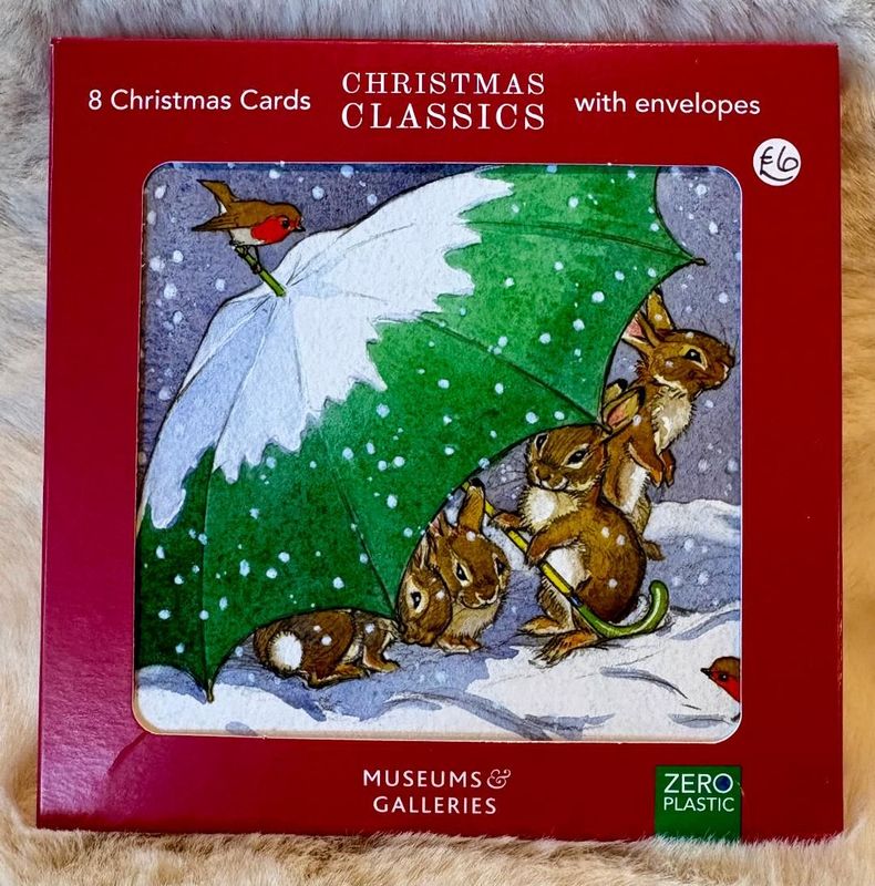 8 'Rabbits/Umbrellas' Xmas Card Pack