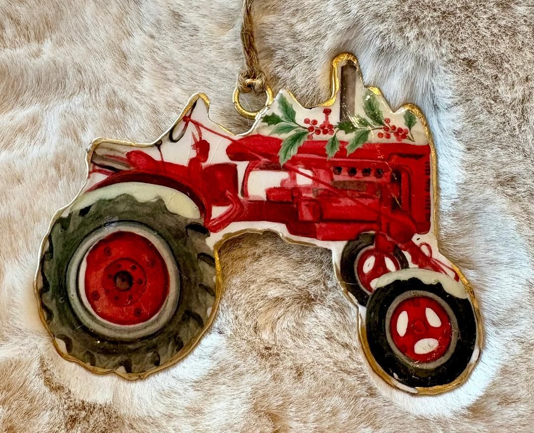 'Tractor' Metal Xmas Decoration