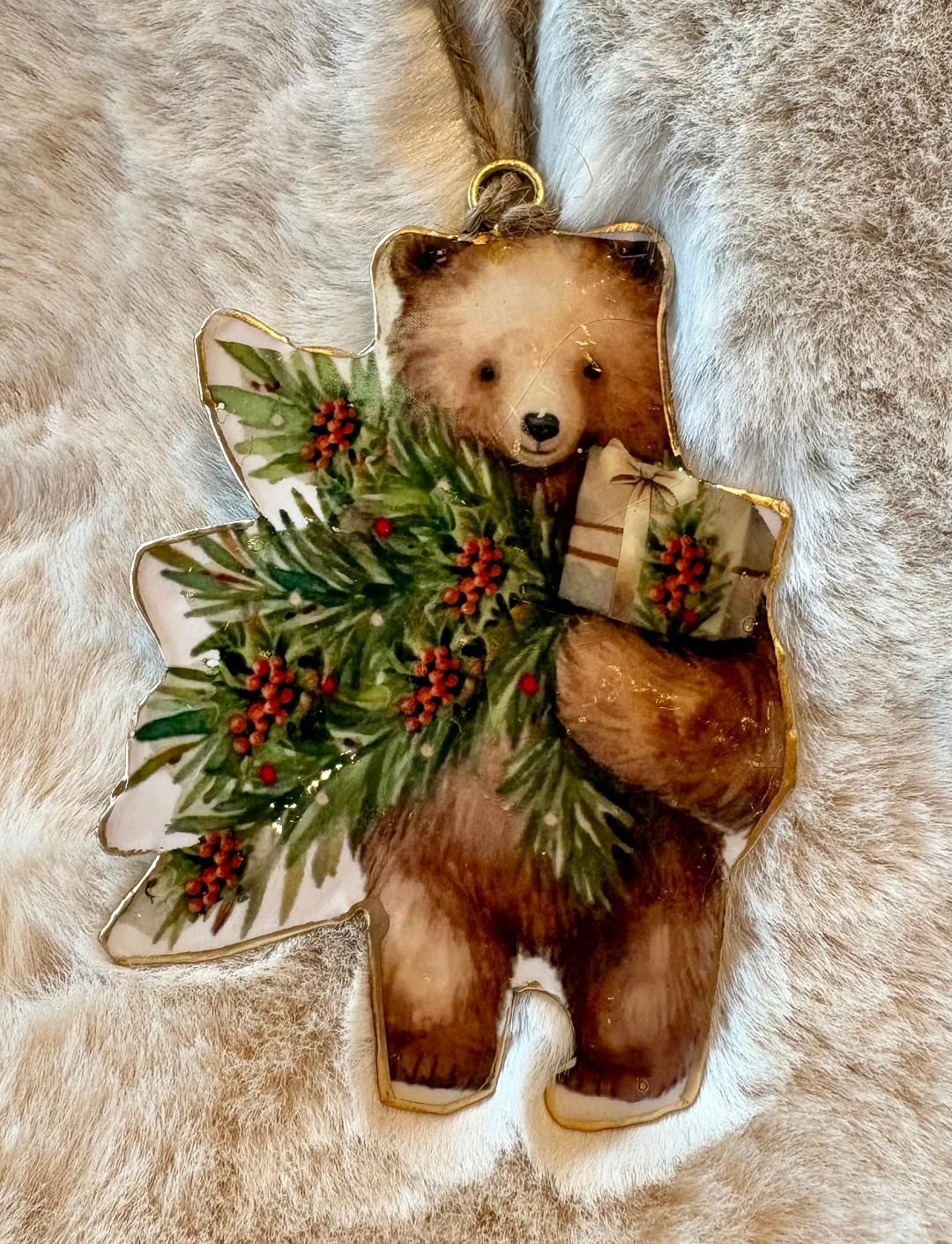 'Bear/Tree' Metal Xmas Decoration
