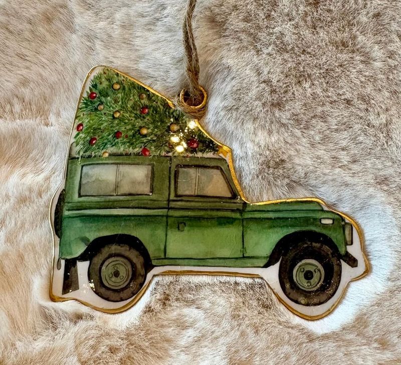 'Land Rover/Tree' Metal Xmas Decoration