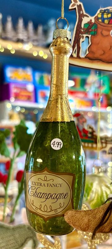 'Champagne Bottle' Glass Decoration