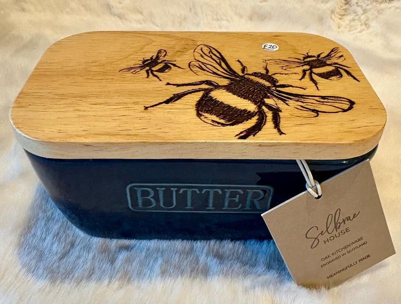 'Bees' Butter Dish - Navy Blue