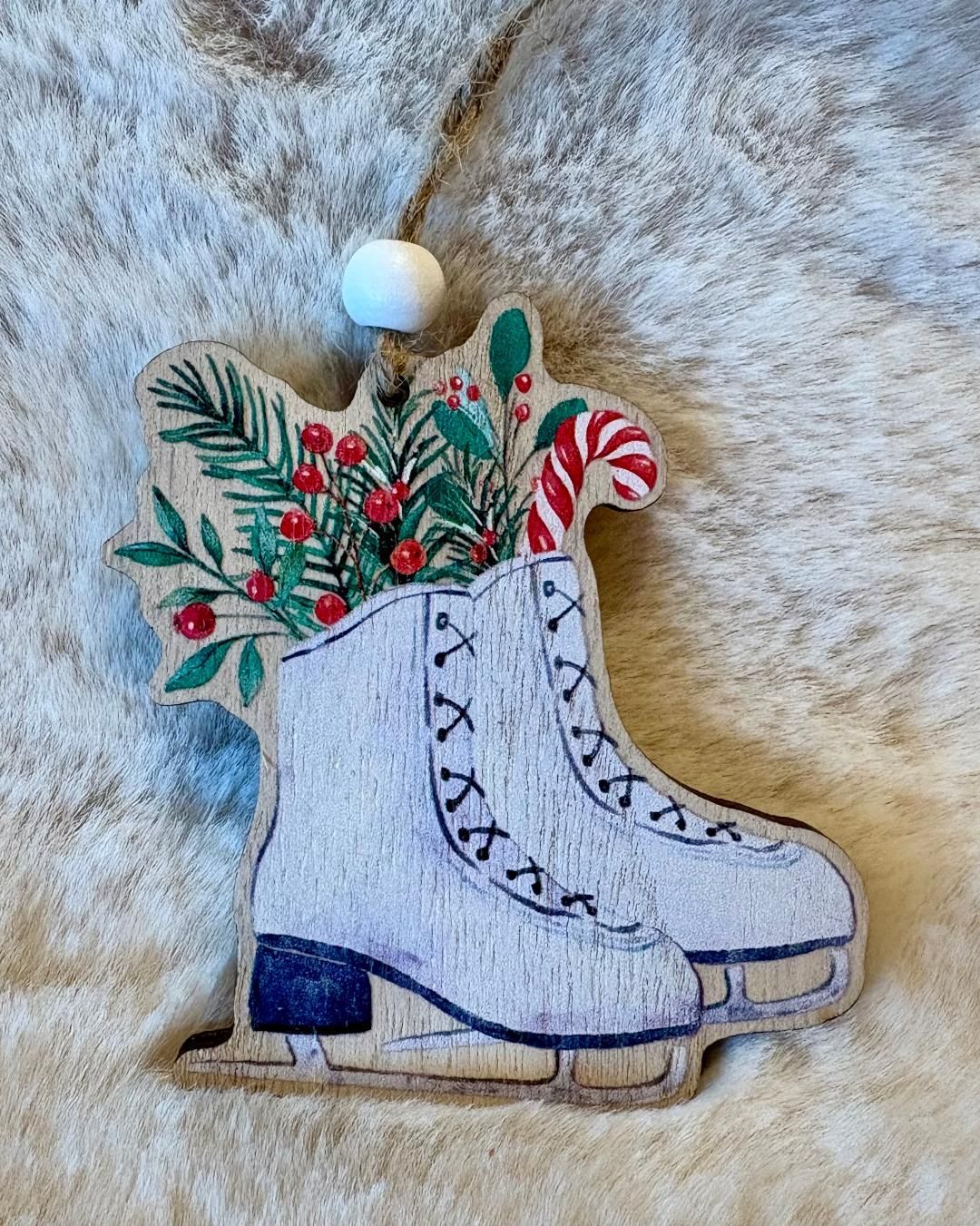 'Ice Skates' Wooden Decoration