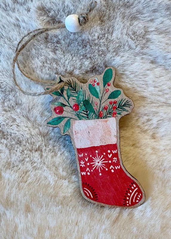 'Stocking' Wooden Decoration