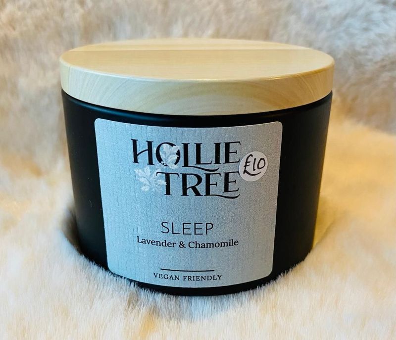 'Sleep' Tin Candle