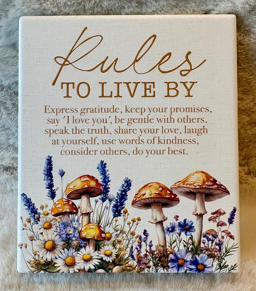 'Rules To Live By' Ceramic Plaque