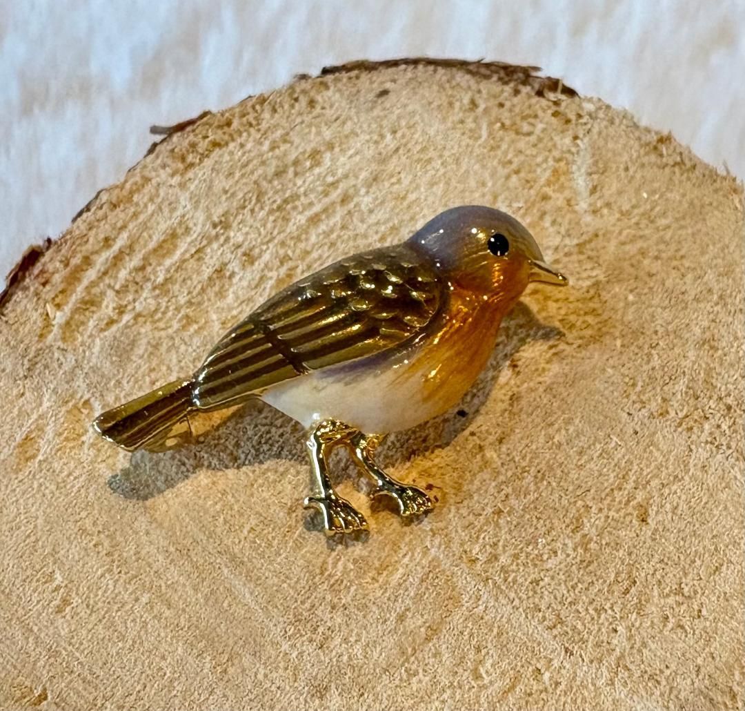 'Robin' Enamelled Brooch
