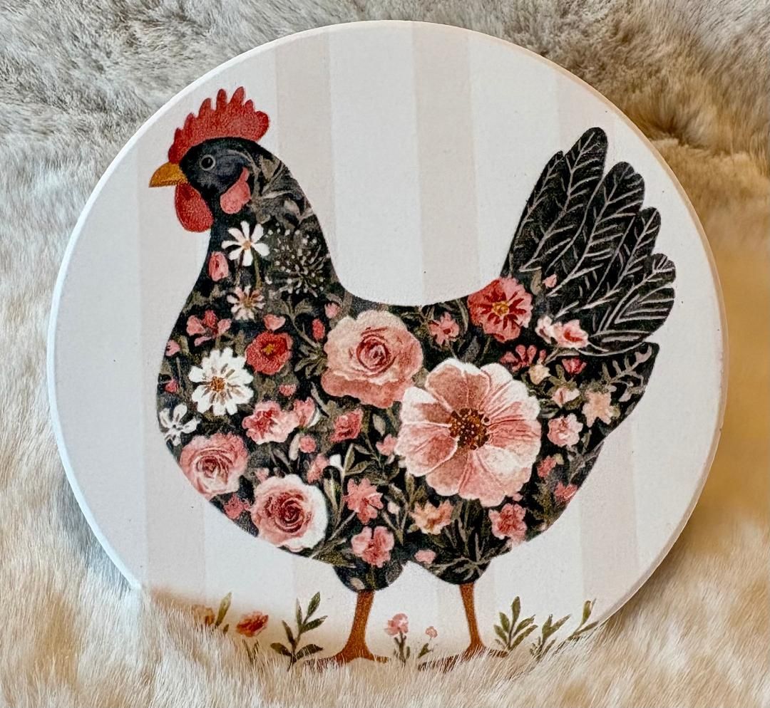 'Black Chicken' Ceramic Coaster