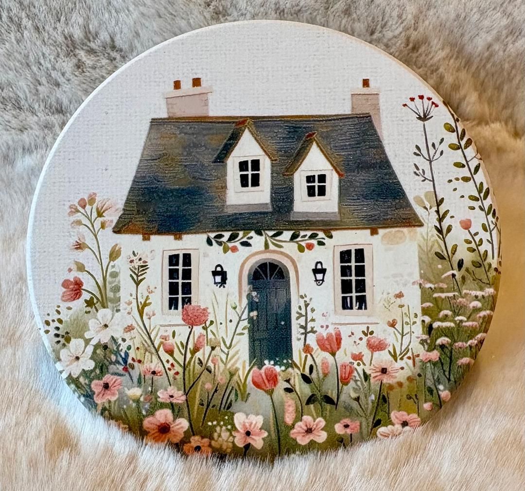 'White/House' Ceramic Coaster
