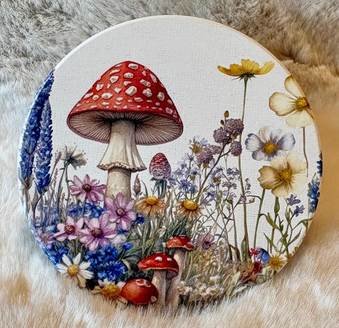 'Toadstools & Fauna' Ceramic Coaster
