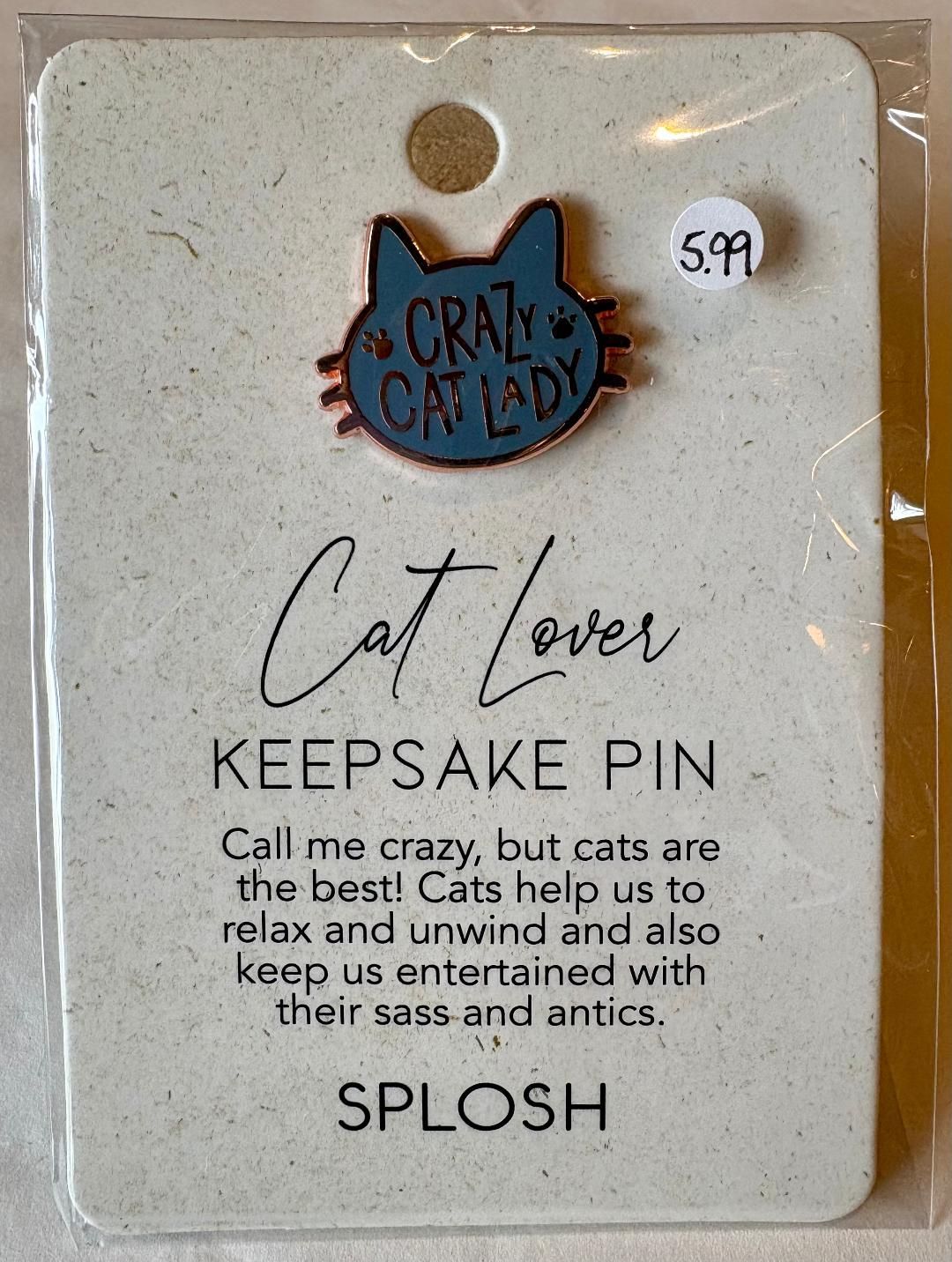 'Cat Lover' Keepsake Pin Badge