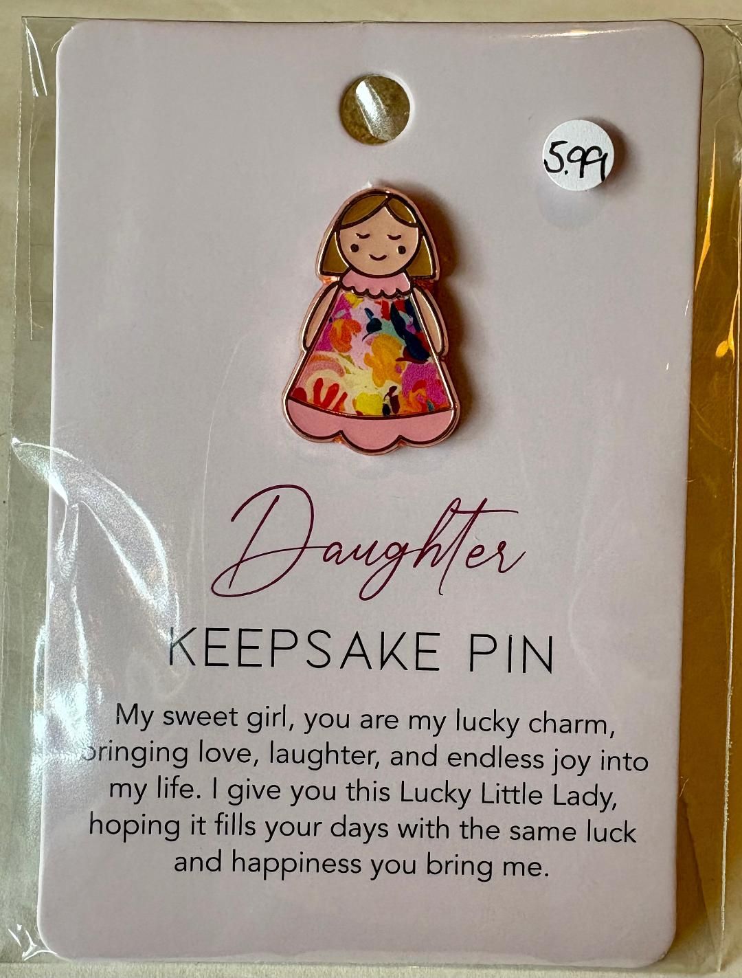 'Daughter' Keepsake Pin Badge