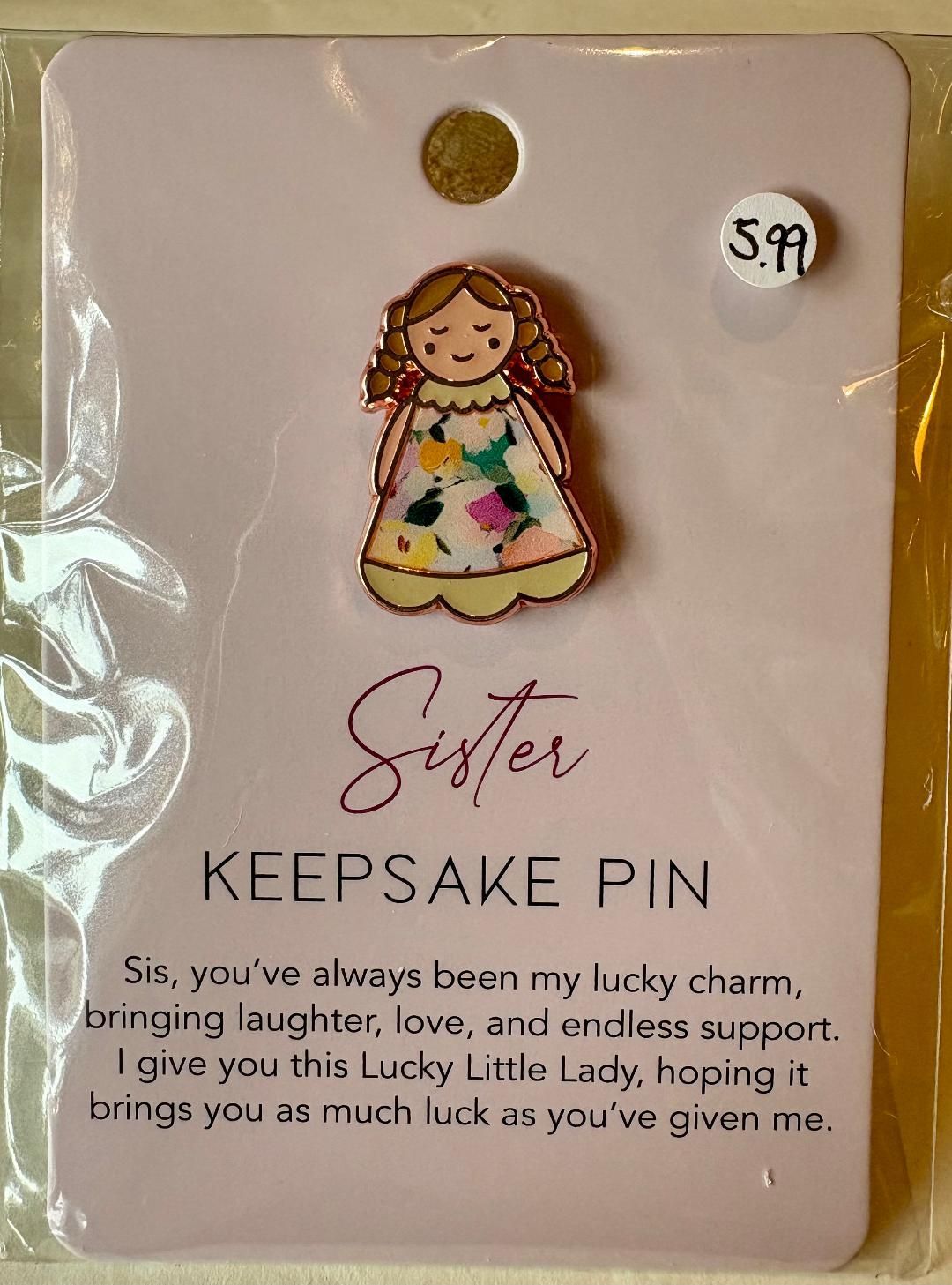 'Sister' Keepsake Pin Badge