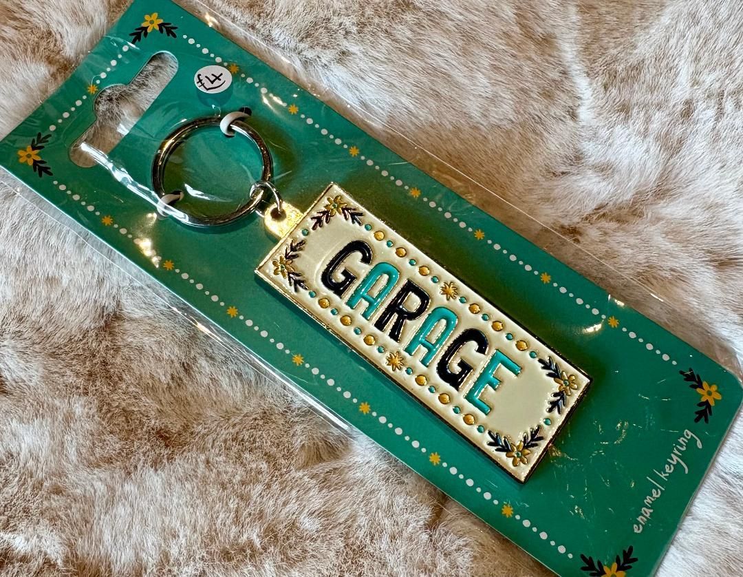 'Garage' Enamel Keyring