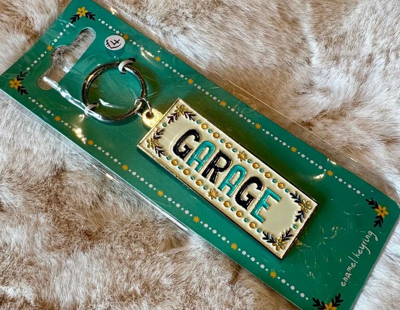 'Garage' Enamel Keyring
