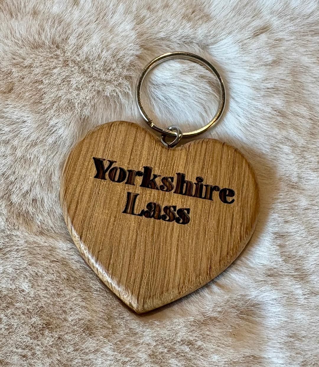 'Yorkshire Lass' Oak Keyring