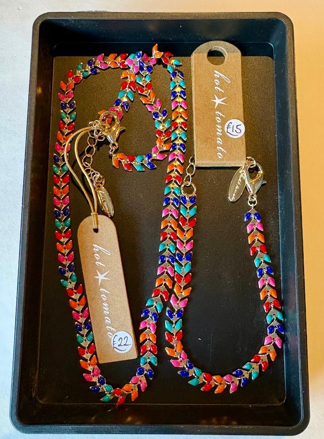 'Chevron' Enamelled Necklace