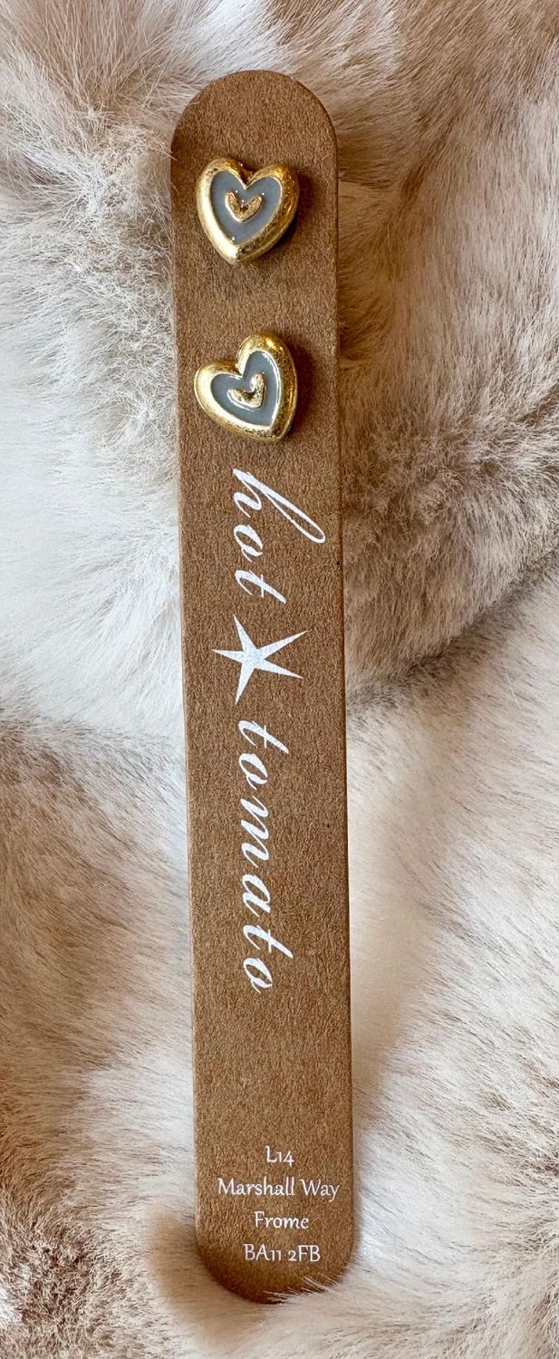 'Grey/Gold Hearts' Stud Earrings