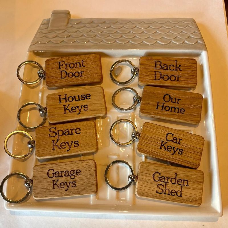 'Garage Keys' Oak Keyring