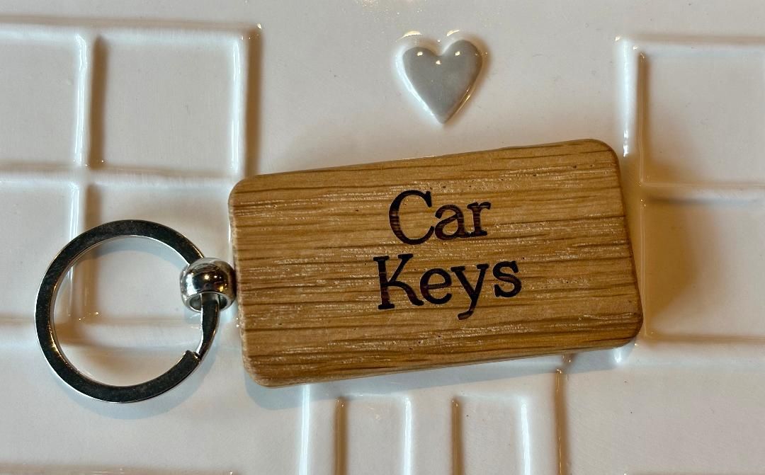 'Car Keys' Oak Keyring