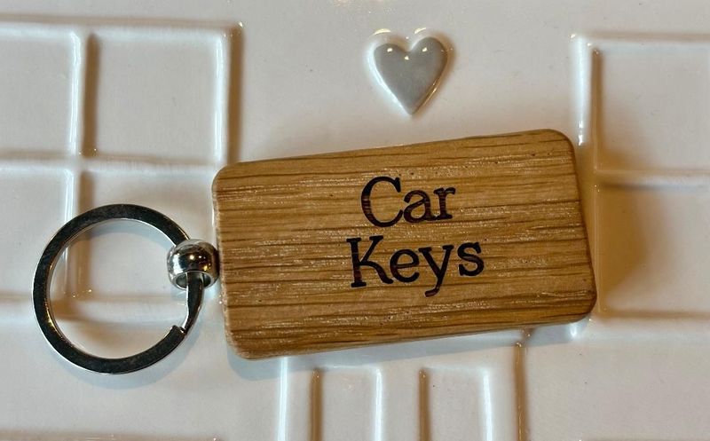 'Car Keys' Oak Keyring