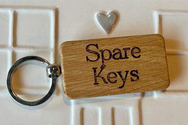 'Spare Keys' Oak Keyring