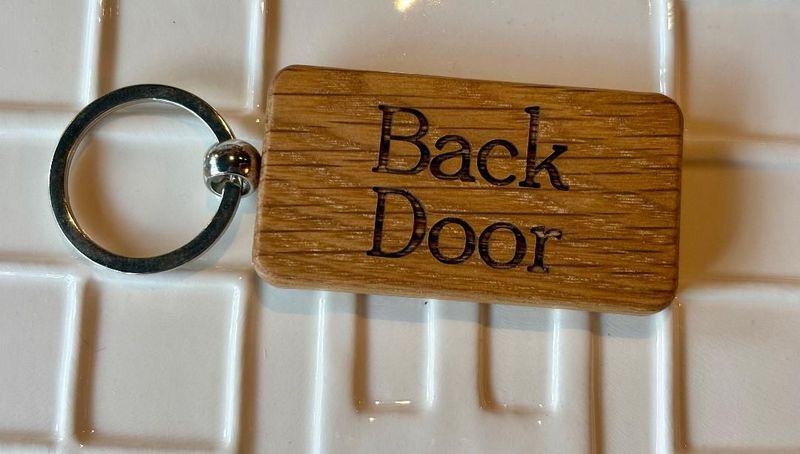 'Back Door' Oak Keyring