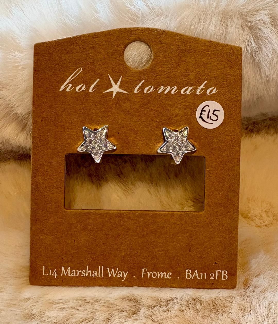 Silver 'Crystal Star Clip' Stud Earrings