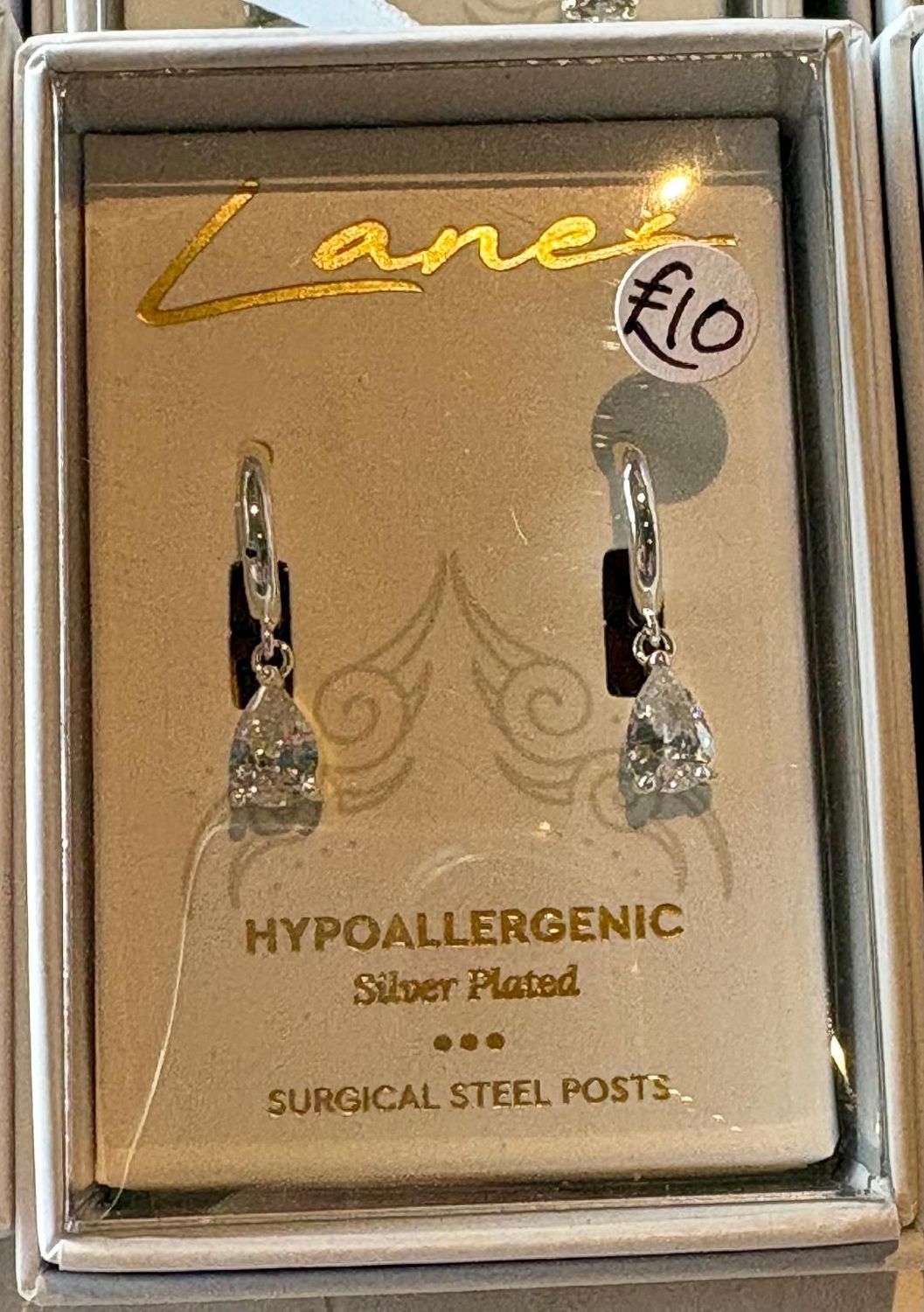 Silver 'Crystal Teardrop/Hoop' Earrings